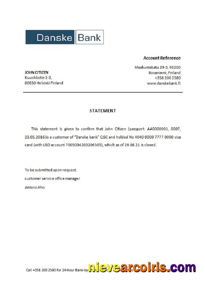 Finland Danske closure reference